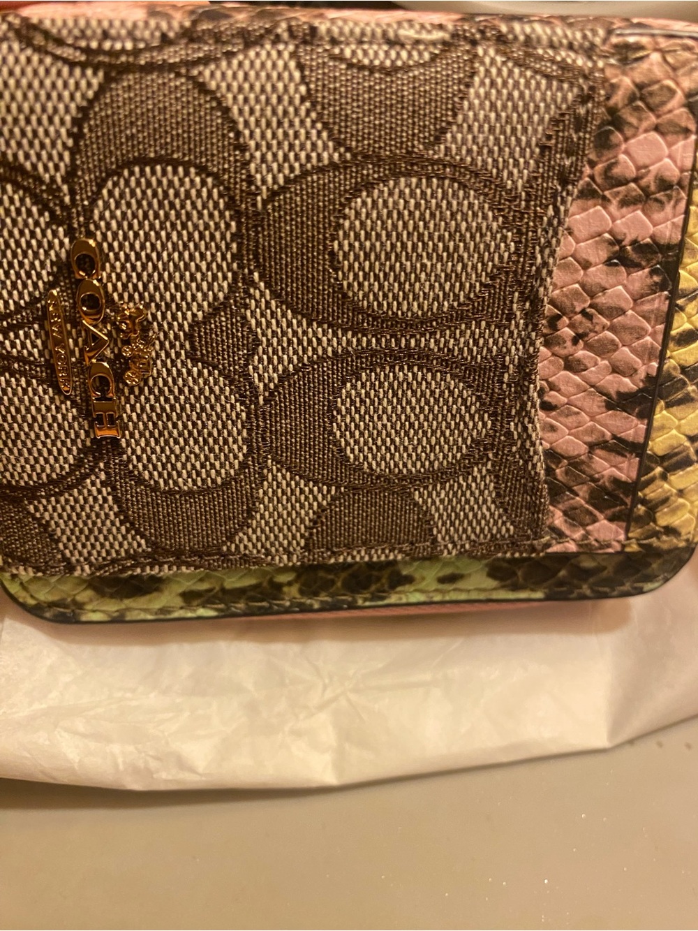 Coach Multicolor Signature Python-Trim Chain Wristlet - Picture 9 of 9